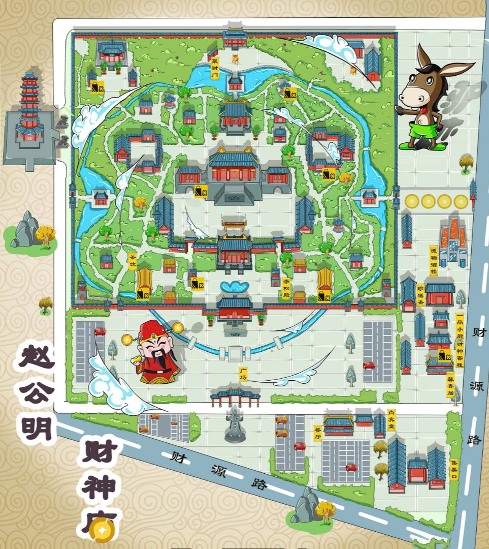 衢江寺庙类手绘地图